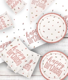 Rose Gold Glitz Happy Birthday Party Supplies | Balloon | Decoration | Pack